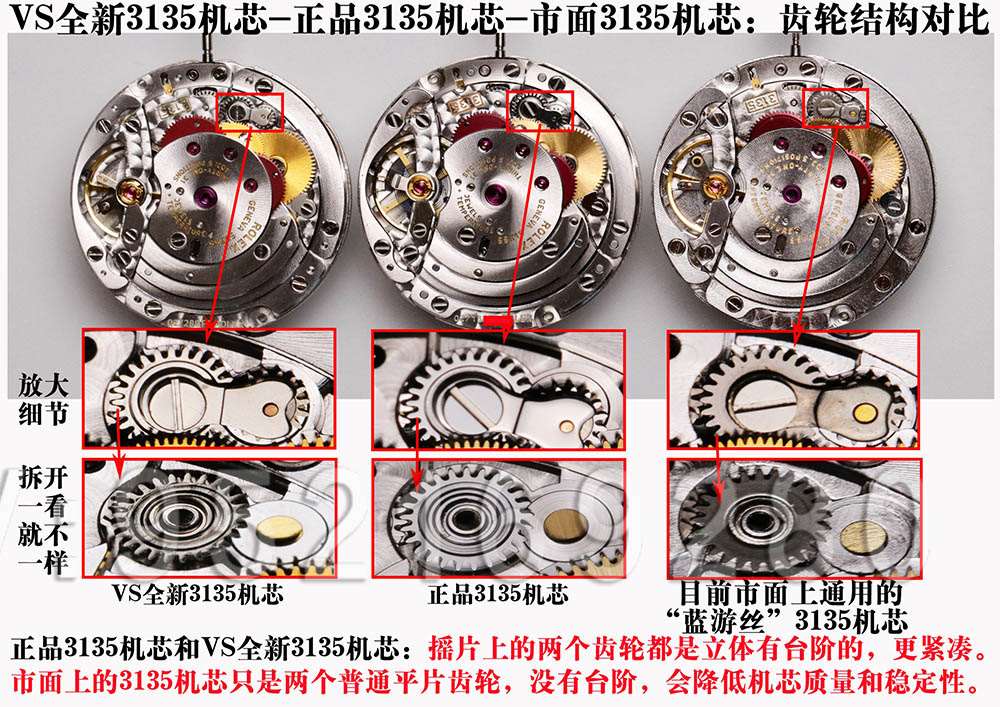 VS廠超級(jí)「復(fù)刻3135機(jī)芯」最全機(jī)芯拆解對(duì)比正品藍(lán)游絲圖文評(píng)測(cè)